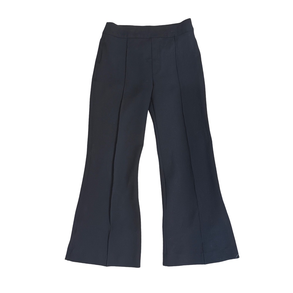 Spanx The Perfect Pant Black Flare Pintuck Pull On Trousers Petite Medium